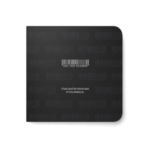 Dark hardcover with faint 'Love Your Neighbor' watermark patterns and the subtitle 'A book about the internal work of truly showing up'.