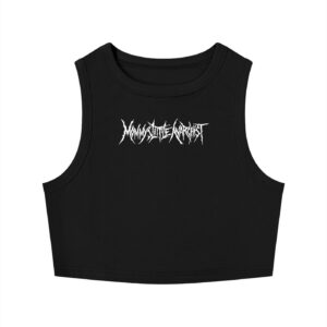Black sleeveless tank top with a white jagged logo centered on the chest.